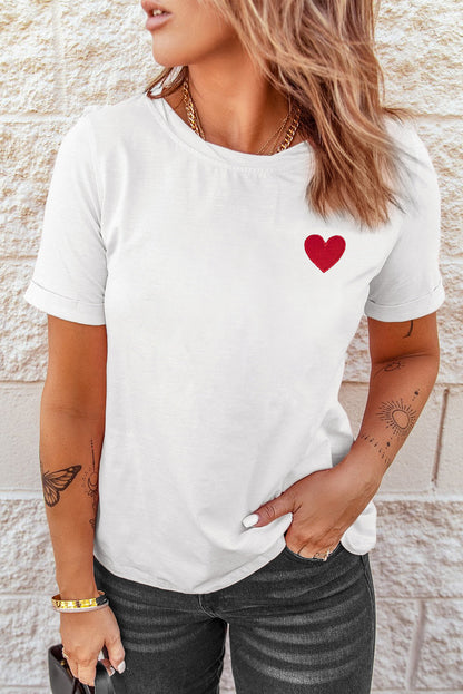 White Valentines Heart Pattern T Shirt