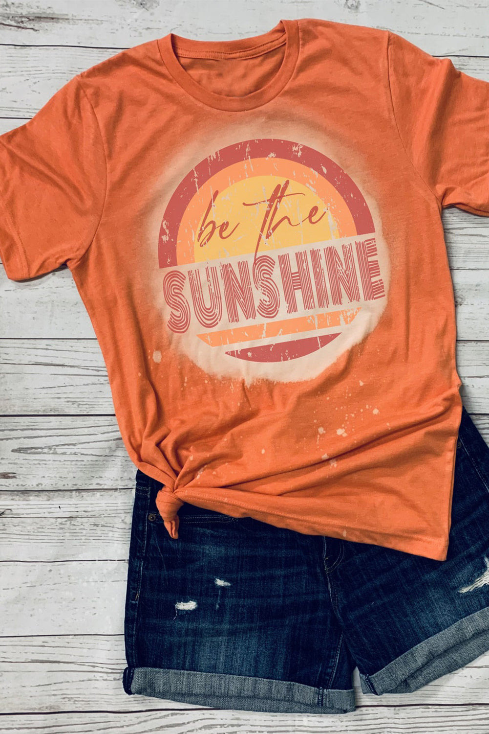 Orange Be The Sunshine Graphic Crewneck T Shirt