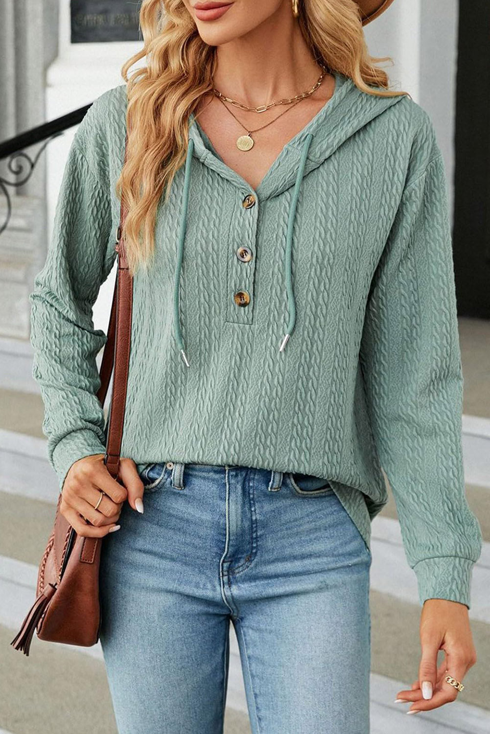 Bonbon Solid Color Puff Sleeve Crinkled Shirt