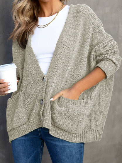 Lapel Pocket Knit Sweater Cardigan Coat