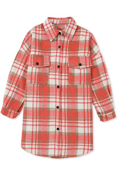 Plaid Flap Pocket Long Sleeve Shacket