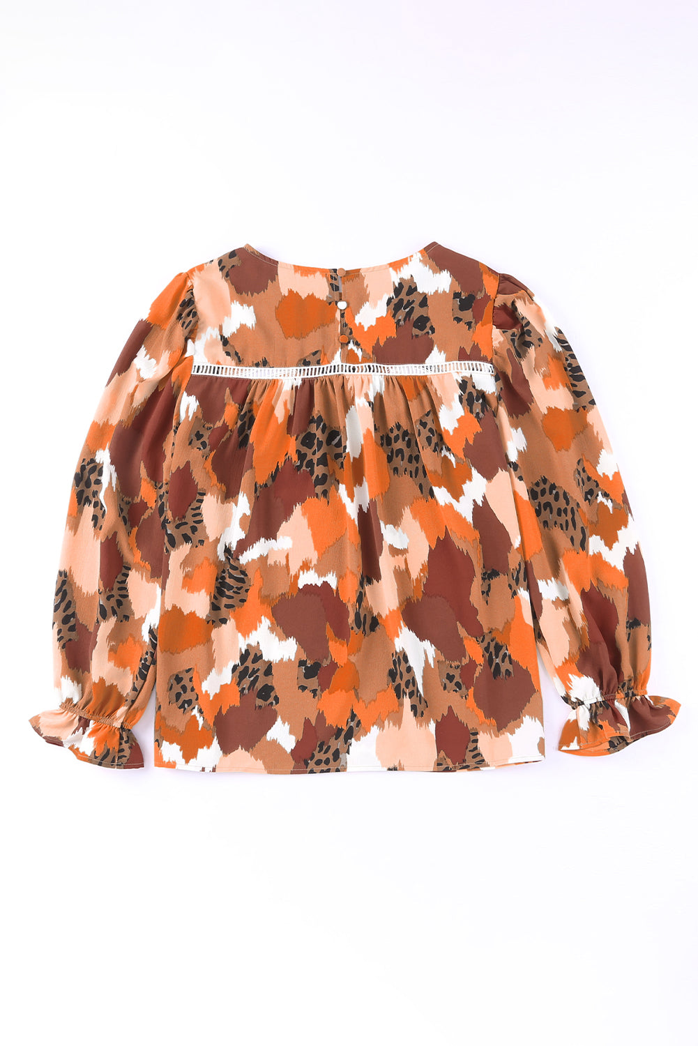 Abstract Leopard Print Puffy Sleeve Blouse