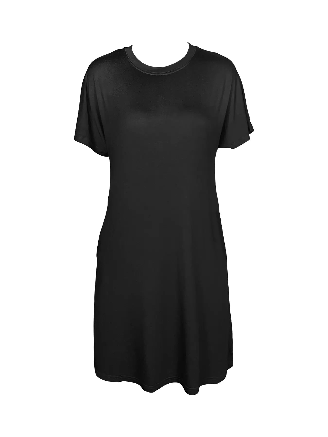 Solid Color Crew Neck Tee Dress, Casual Short Sleeve Dress For Spring & Summer, Women's Clothing