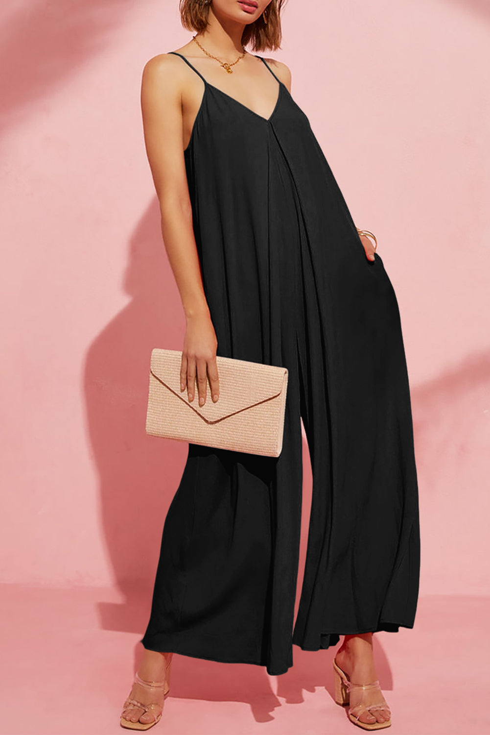 Fashionable Loose Fit Wide Leg Jumpsuit