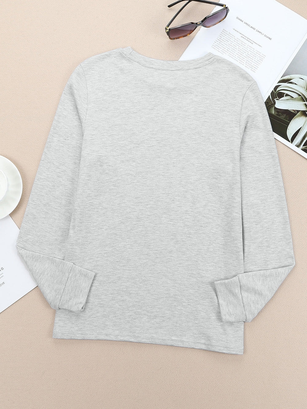 Versatile Cotton Long Sleeve Tee with Round Neck