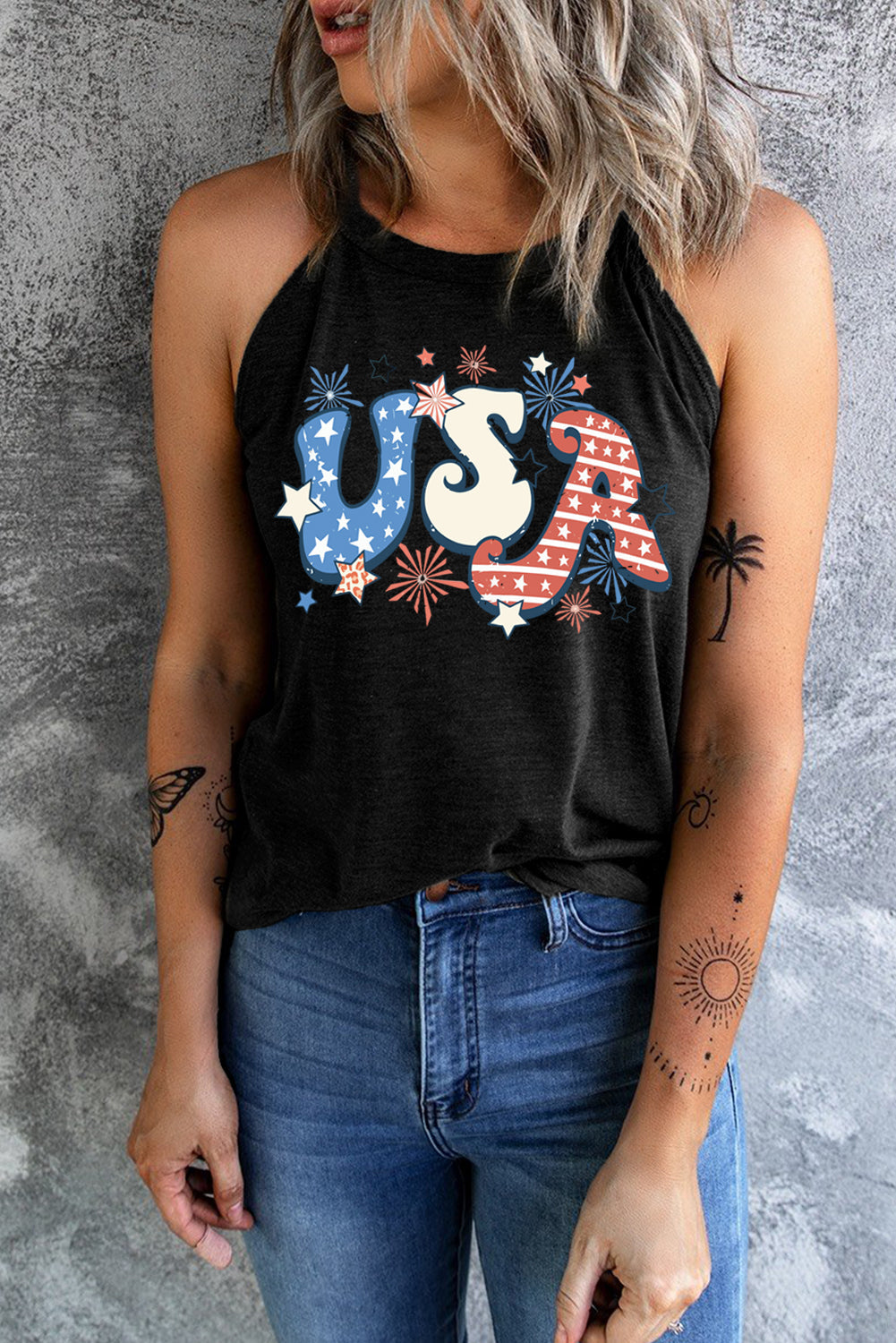 Black Star USA Graphic Flag Day Tank Top