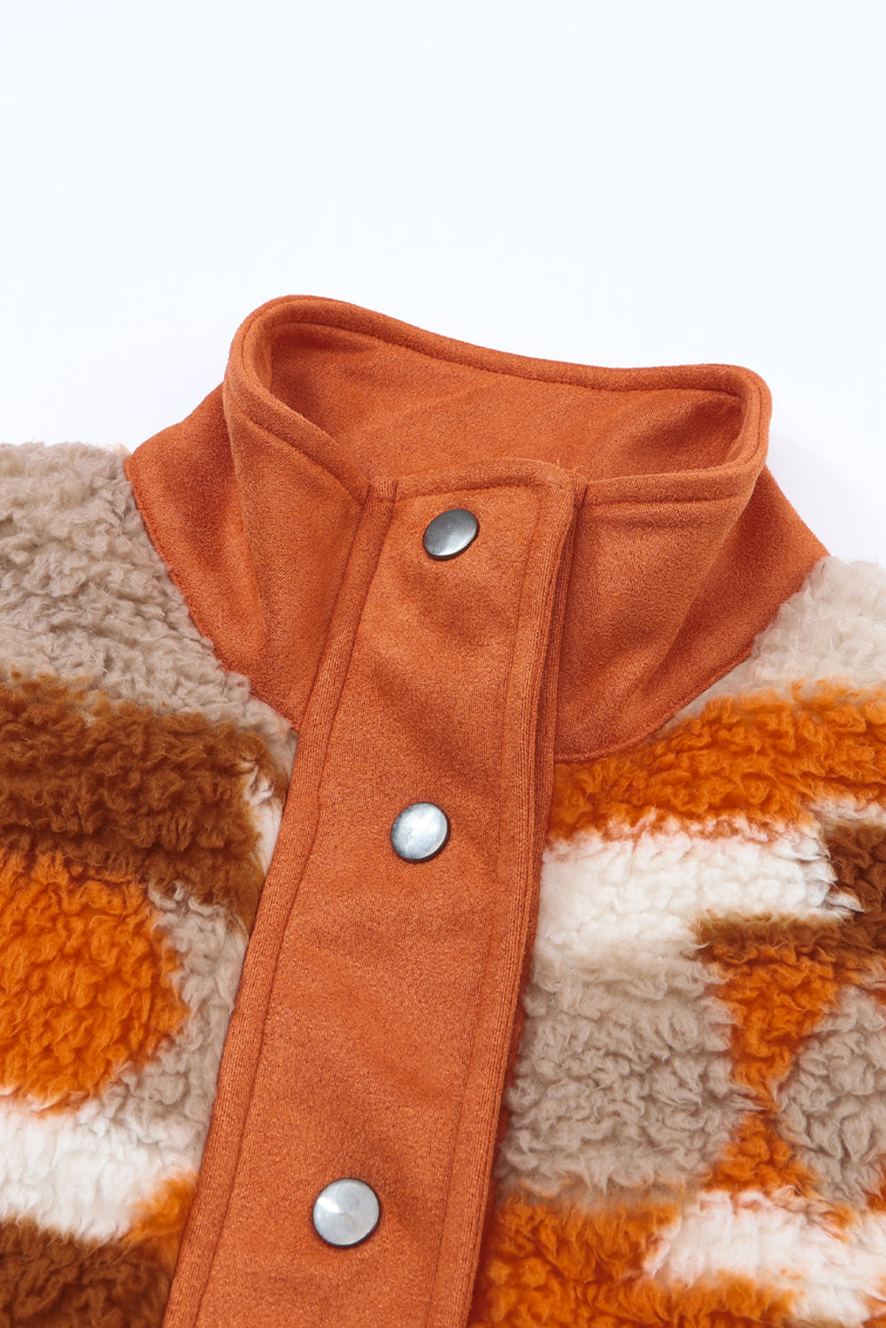 Brown Quilted Patch Pockets Aztec Furry Jacket