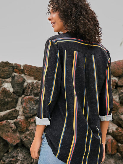 Yellow Striped Shirt with Modern Twist for Women