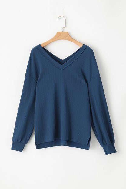Sweaters Solid V-Neck Long Sleeve Button Sweater for Women