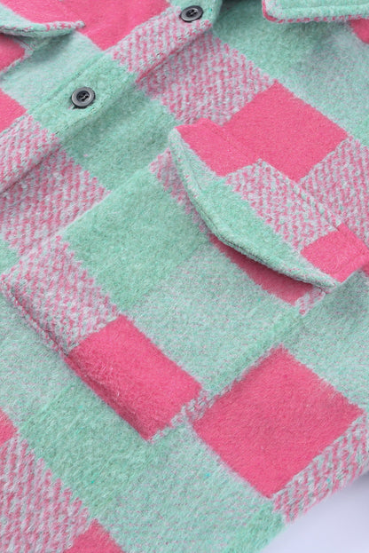 Pink Plaid Pattern¬†Oversized Shacket