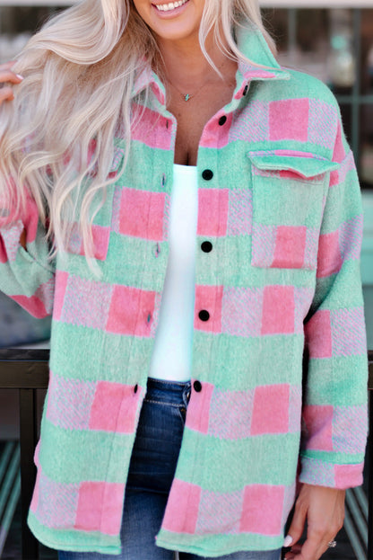 Pink Plaid Pattern¬†Oversized Shacket