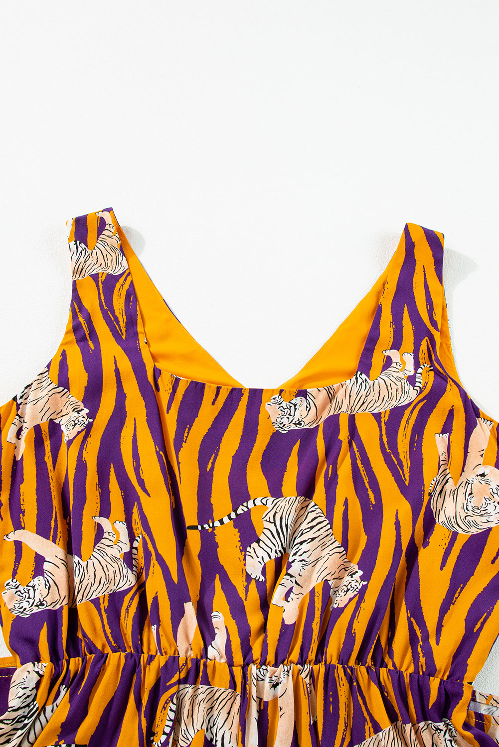 Multicolour Tiger Printed Sleeveless V Neck Romper