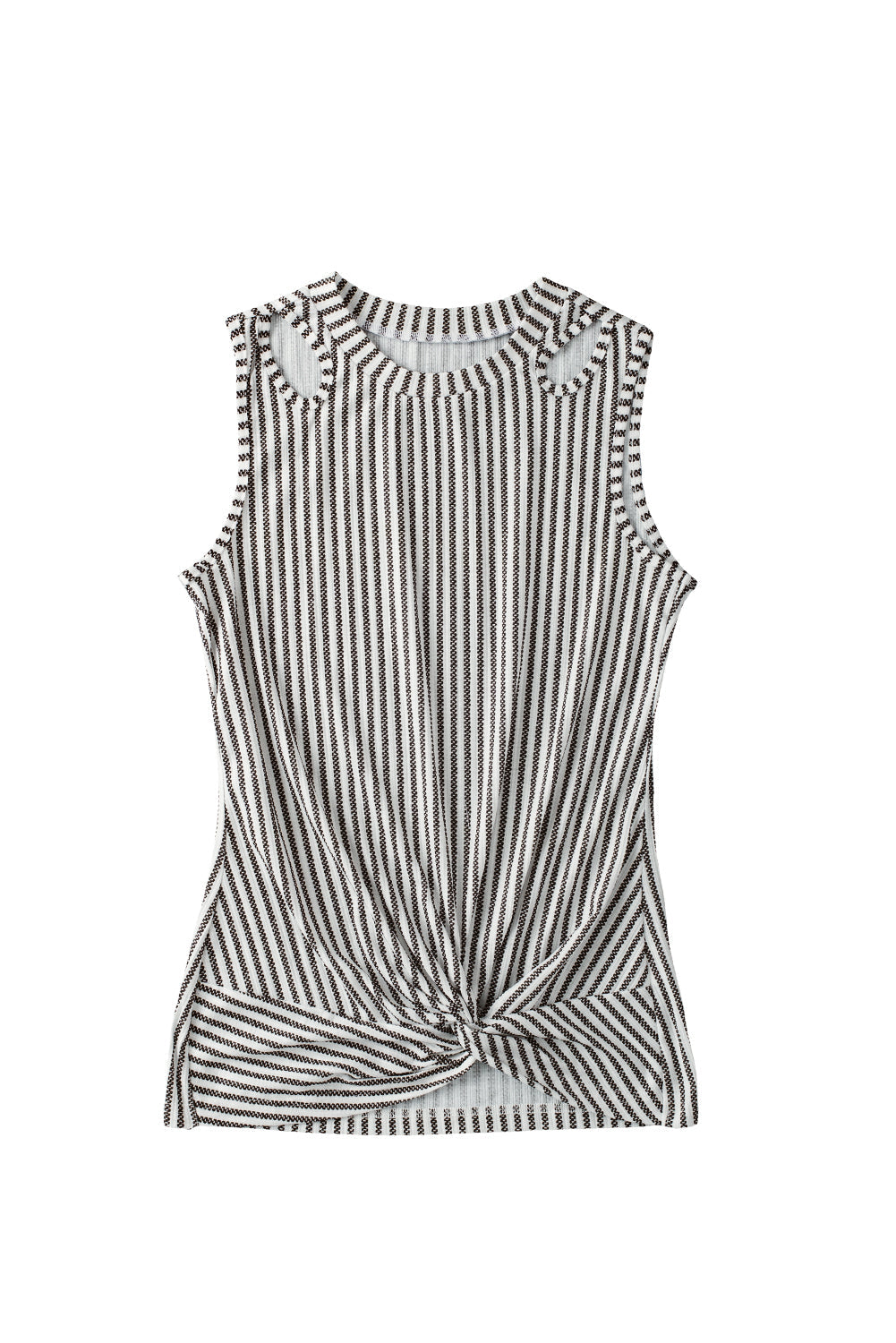 Gray Striped Cutout Twist Front Tank Top