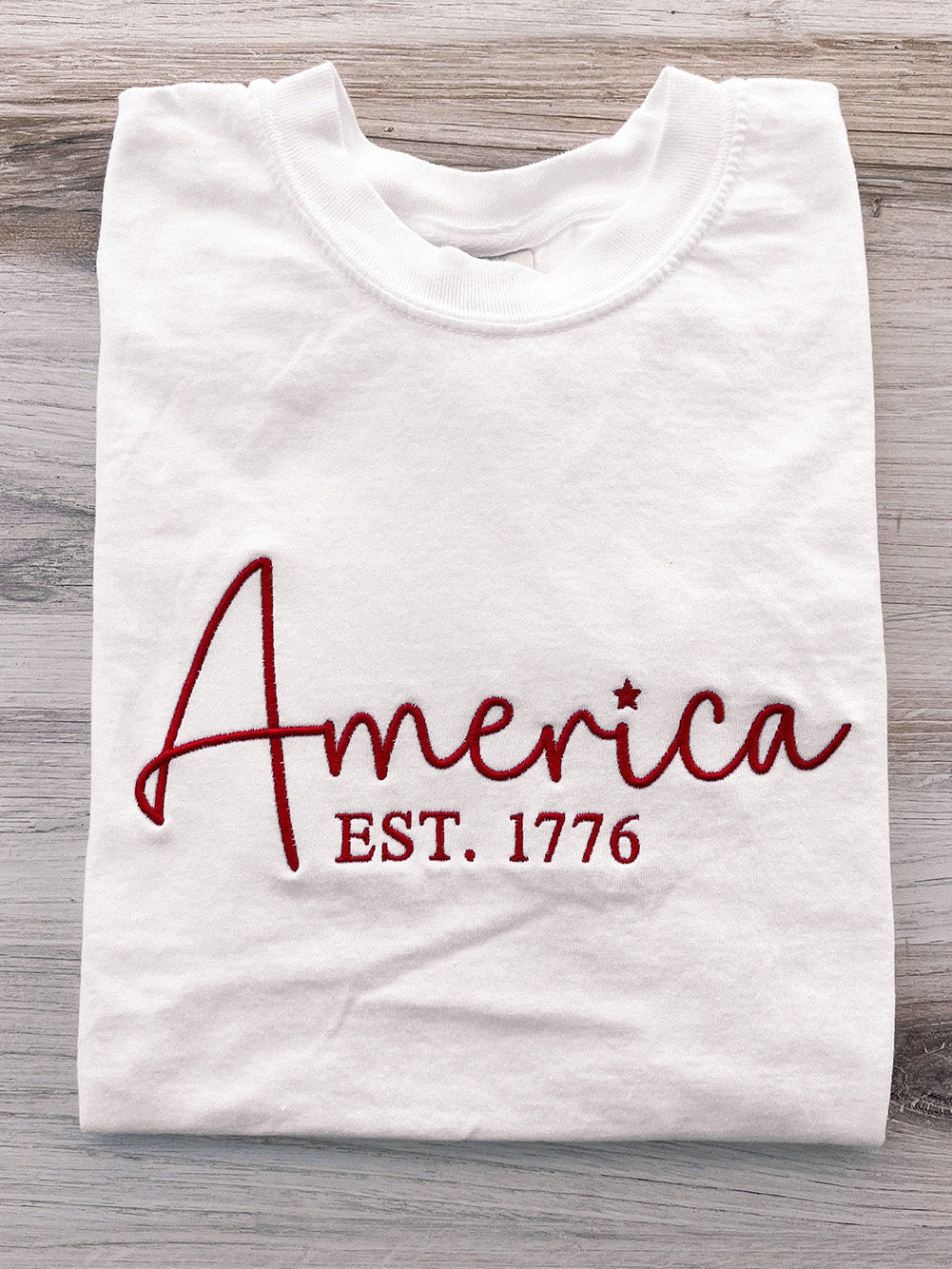 American Pride 1776 Patriotic Embroidered Tee