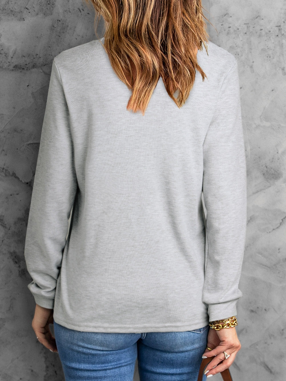 Versatile Cotton Long Sleeve Tee with Round Neck