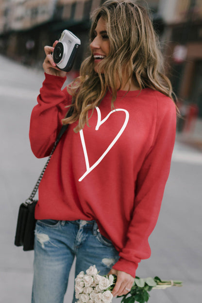 Fiery Red Simple Heart Graphic Valentine's Sweatshirt