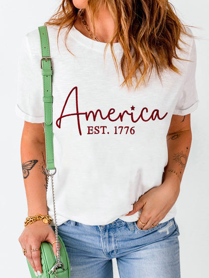 American Pride 1776 Patriotic Embroidered Tee