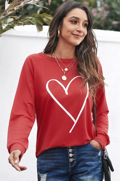 Fiery Red Simple Heart Graphic Valentine's Sweatshirt