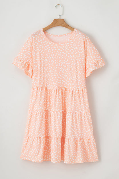 Pink Leopard Tiered Ruffle Plus Size Dress