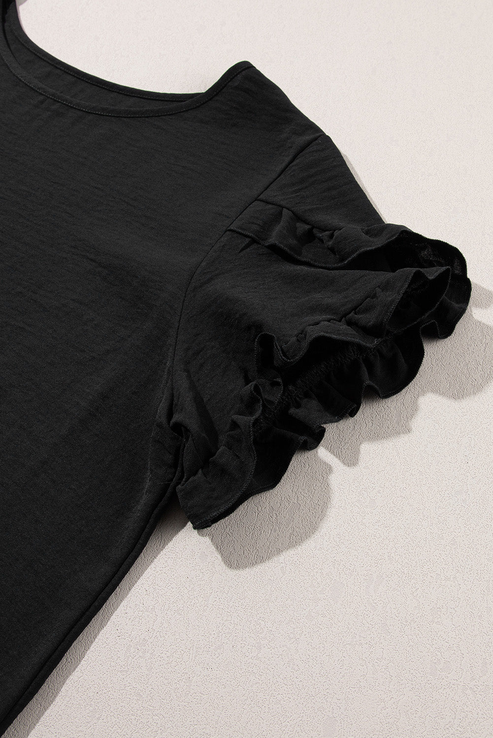 Chic Black Ruffle Sleeve Plus Size Blouse