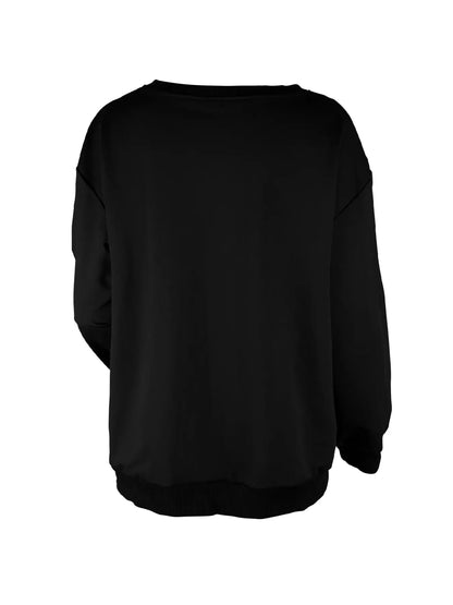 Solid Color Sweatshirt, Crew Neck Casual Sweatshirt For Fall & Spring, Women's Clothing