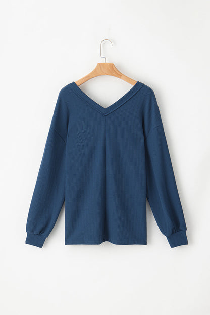 Sweaters Solid V-Neck Long Sleeve Button Sweater for Women