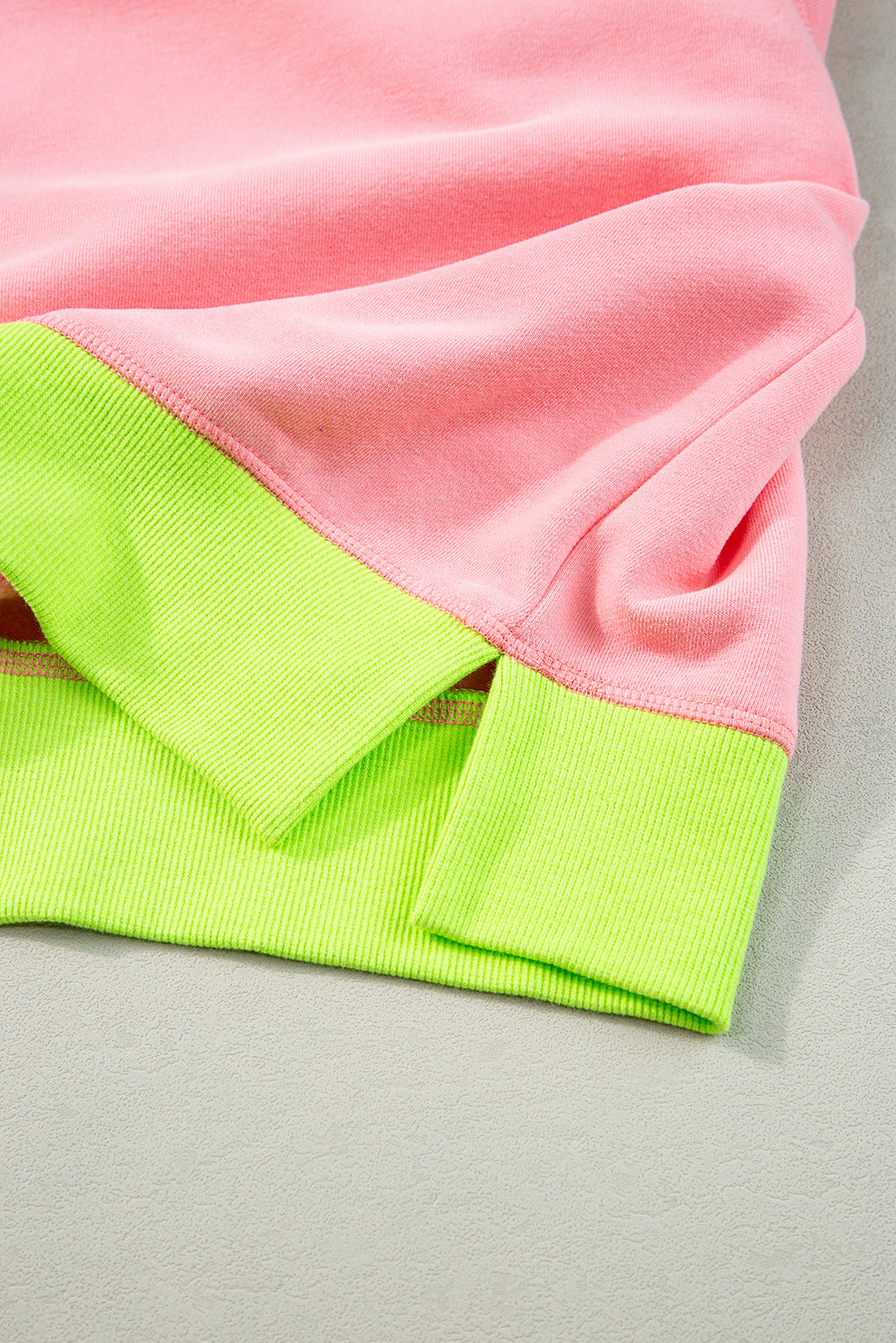 Pink Colorblock Bubble Sleeve Sweatshirt