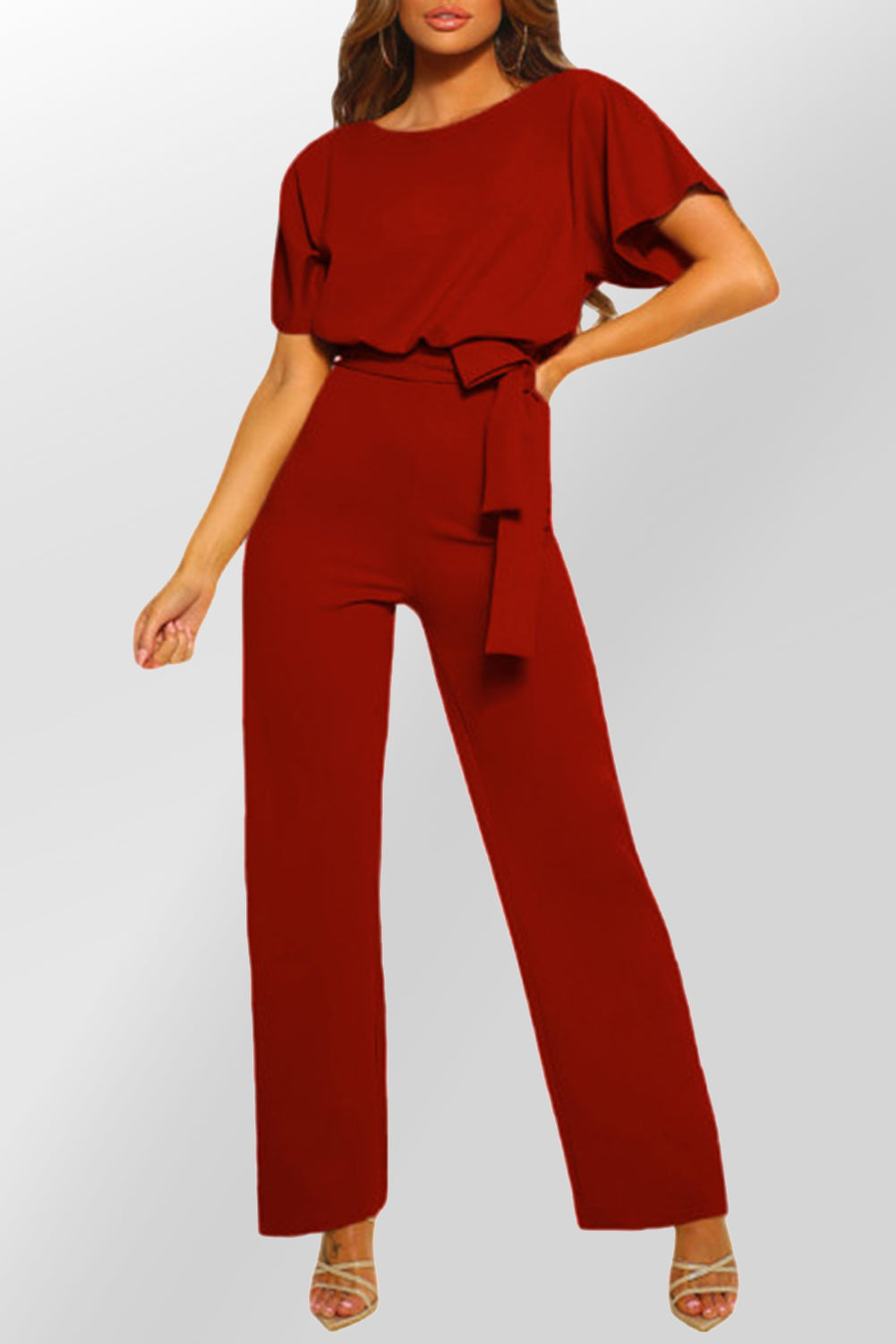 Stylish Off Shoulder Jumpsuit with Long Straight Pants