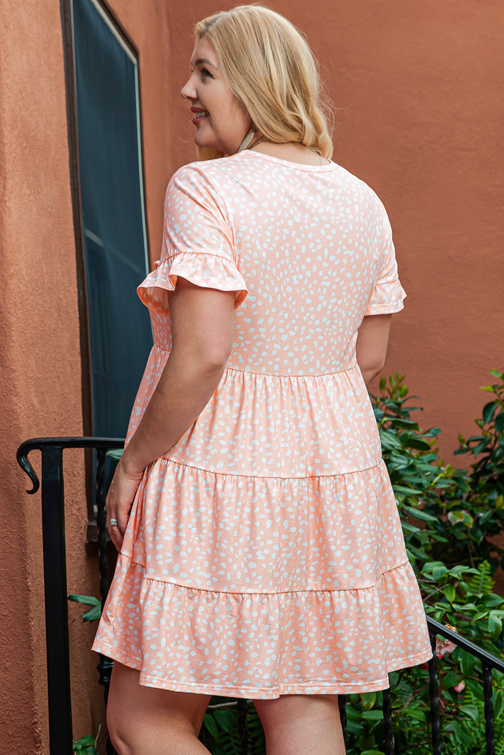 Pink Leopard Tiered Ruffle Plus Size Dress