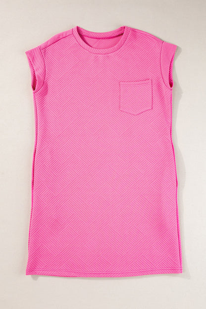 Sachet Pink Textured Cap Sleeve T Shirt Dress