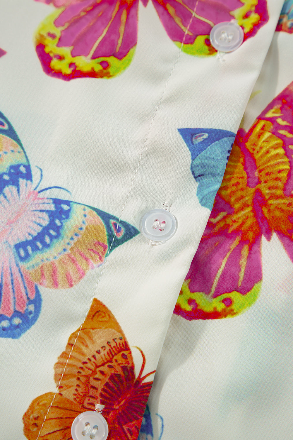 Multicolour Butterfly Pattern Short Sleeve Shirt Pajamas Set