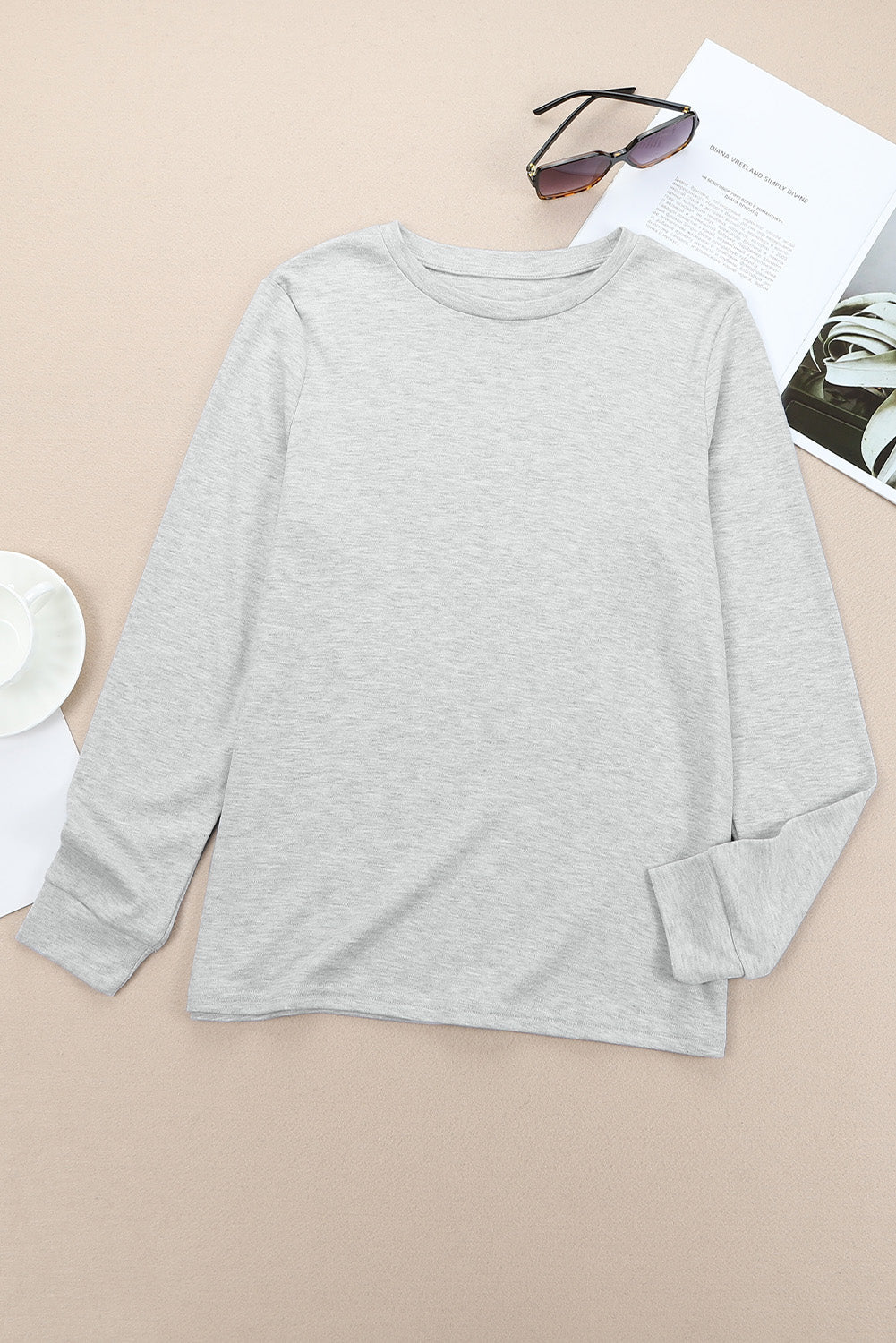 Versatile Cotton Long Sleeve Tee with Round Neck