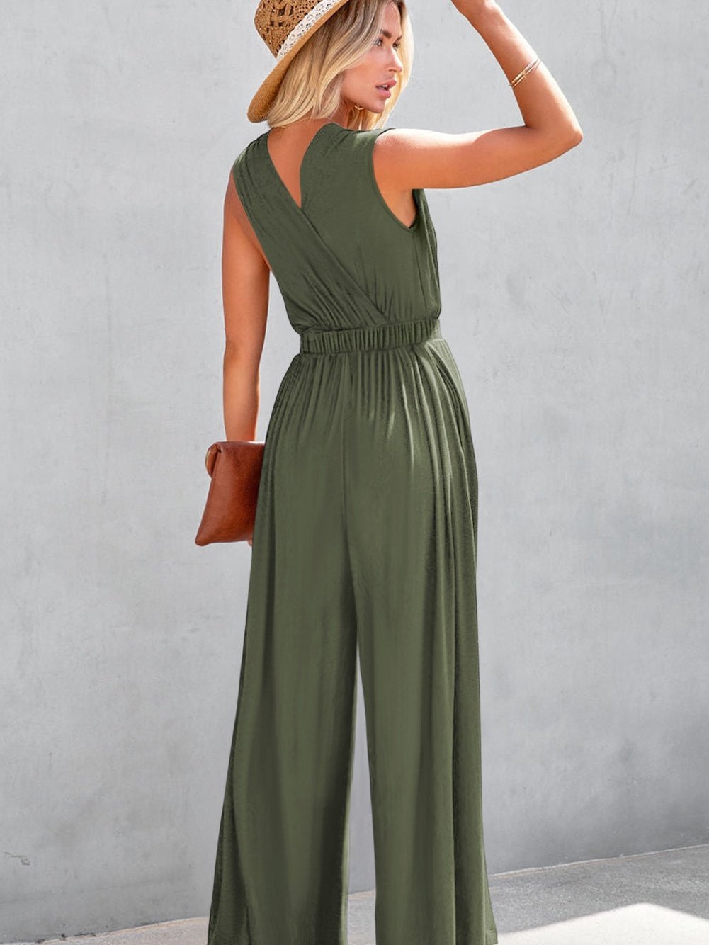 Solid One Shoulder Wide Leg Jumpsuit