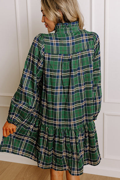 green plaid mini dress