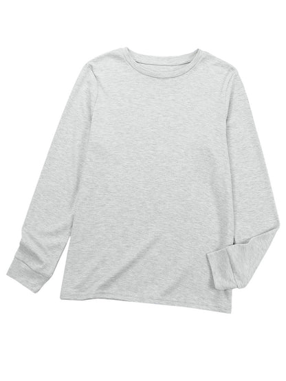 Versatile Cotton Long Sleeve Tee with Round Neck