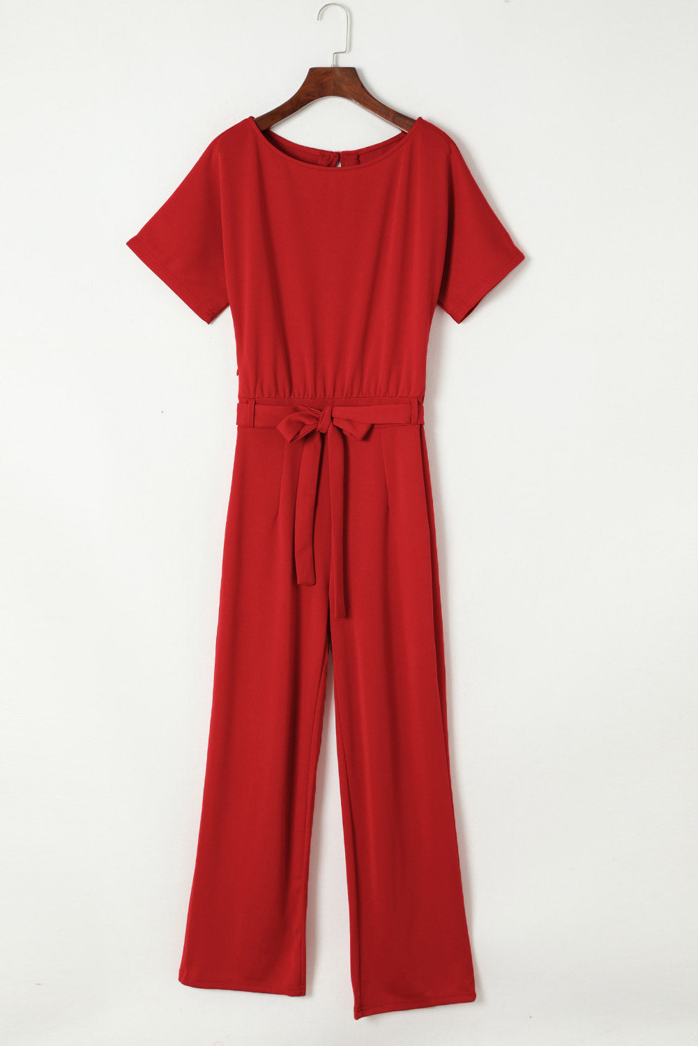 Versatile Belted Casual Jumpsuit with Long Sleeves