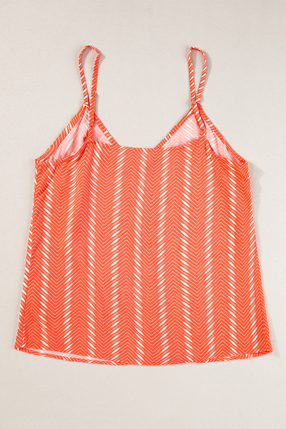 Orange Chevron Stripe Print Buttoned V Neck Cami Top