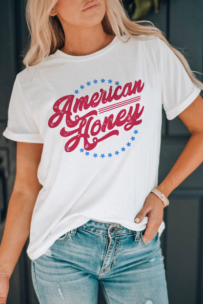 American Honey Flag Print Graphic Tee - White