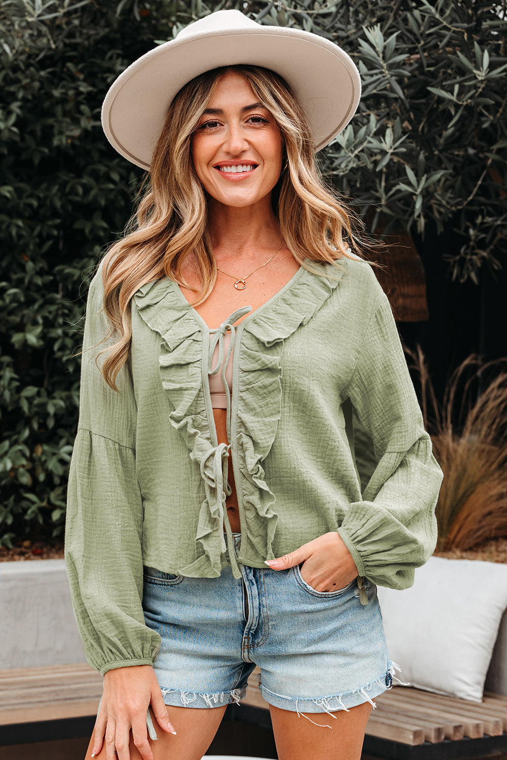 ruffle trim blouse
