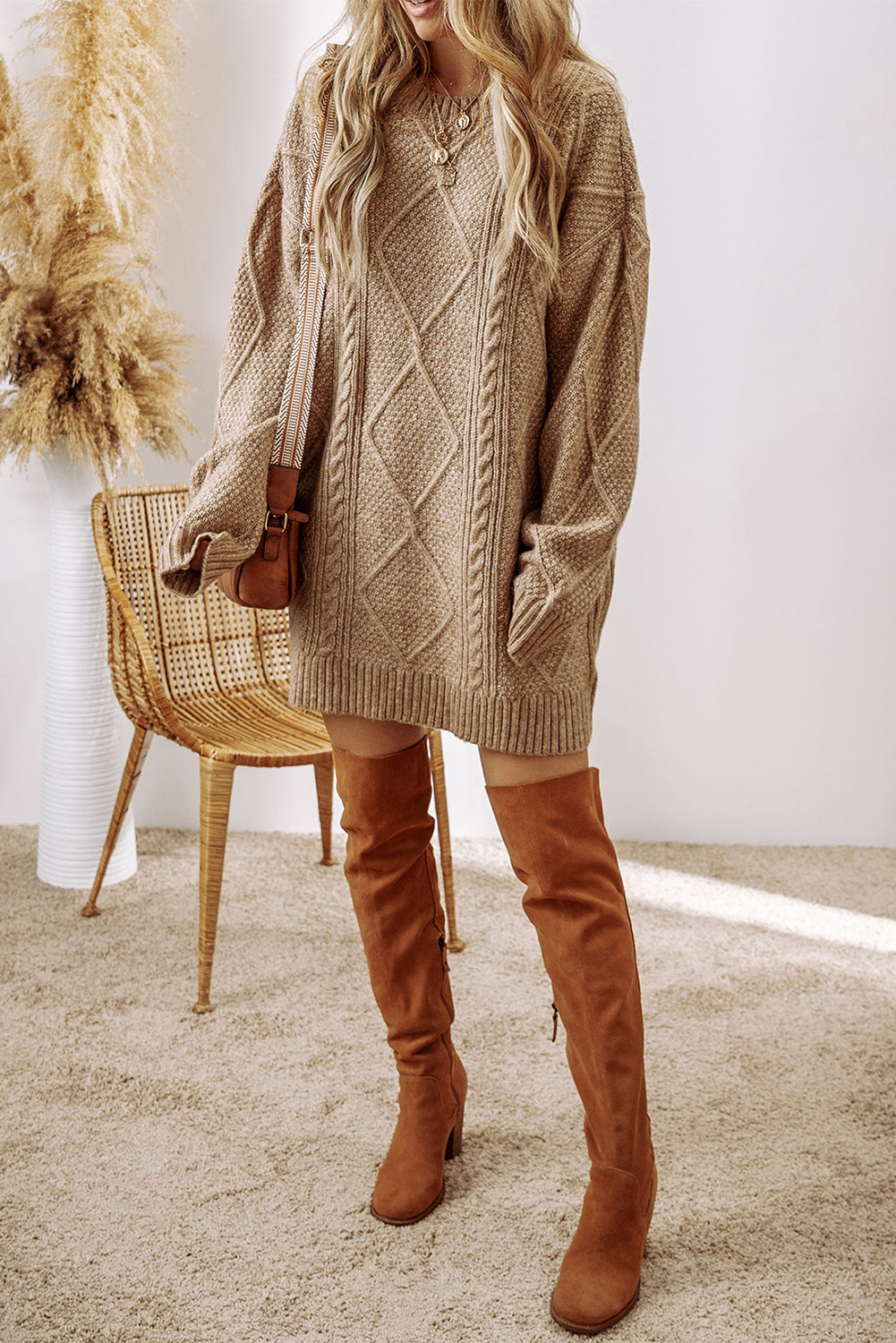 cream sweater dress