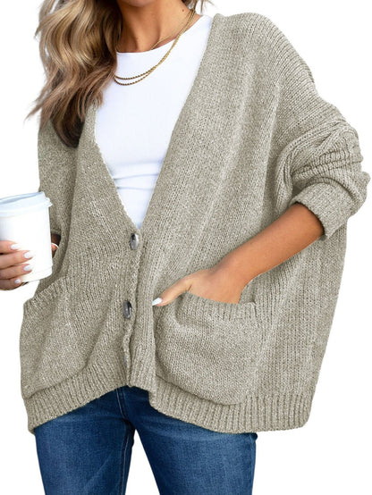 Lapel Pocket Knit Sweater Cardigan Coat