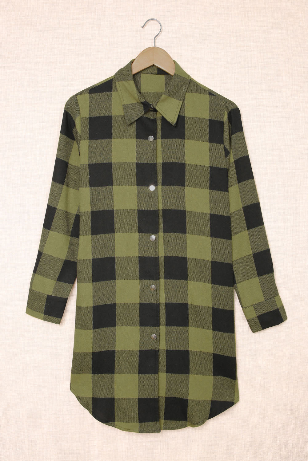 Lapel Collar Single Breasted Loose Plaid Wool Coat