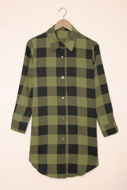 Lapel Collar Single Breasted Loose Plaid Wool Coat