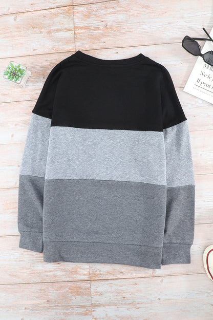 Color Matching Loose Versatile Round Neck T-Shirt