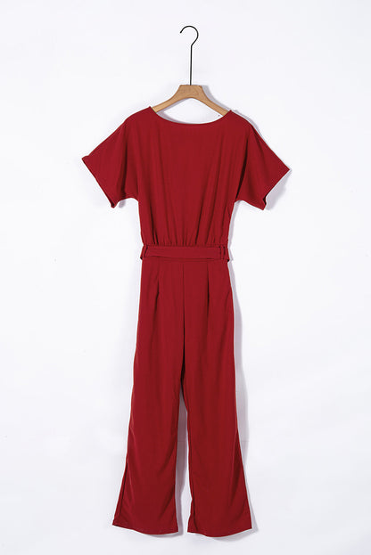 Stylish Off Shoulder Jumpsuit with Long Straight Pants