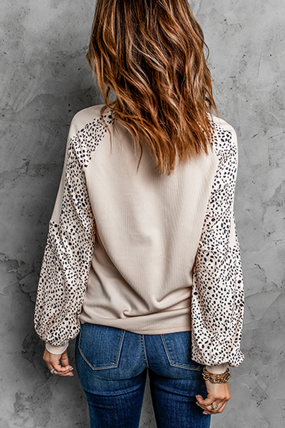 Khaki Love Always Heart Leopard Color Block Top