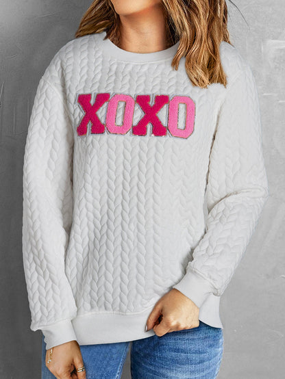 XOXO White Glitter Cable Knit Pullover Sweater