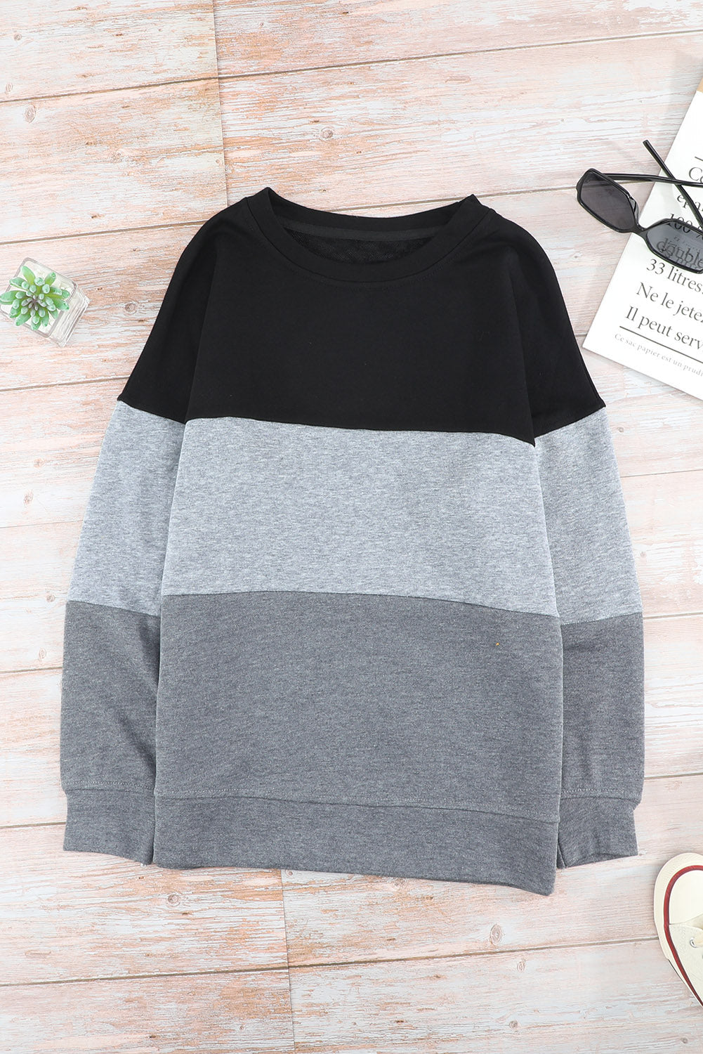 Color Matching Loose Versatile Round Neck T-Shirt