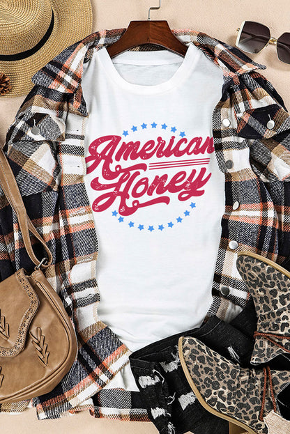 American Honey Flag Print Graphic Tee - White