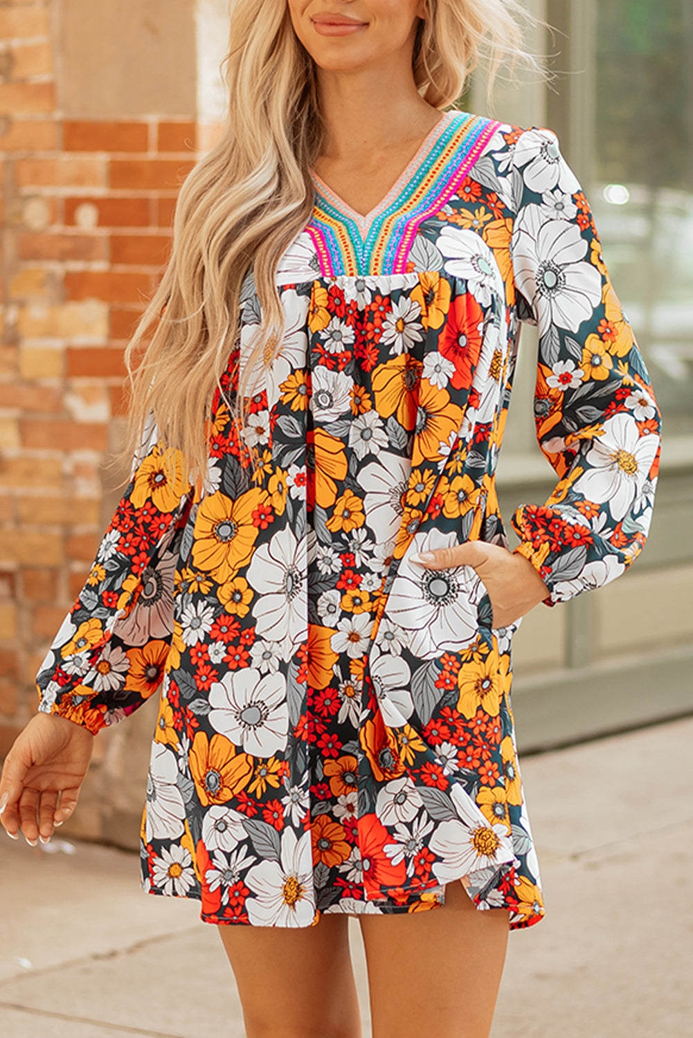 orange floral dress